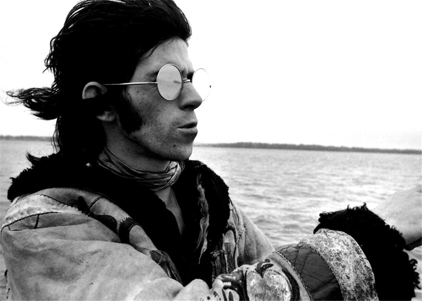 Keith Richards on a boat from London to Isle of Wright.