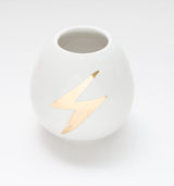 Small vase w/metallic gold lightning bolt