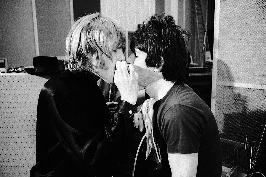 Keith Richards & Brian Jones during a studio session.