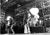 Led Zeppelin on stage with smoke. Pontiac, Michigan. 1977