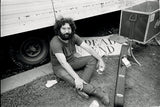 Jerry Garcia backstage at Woodstock. 1969.