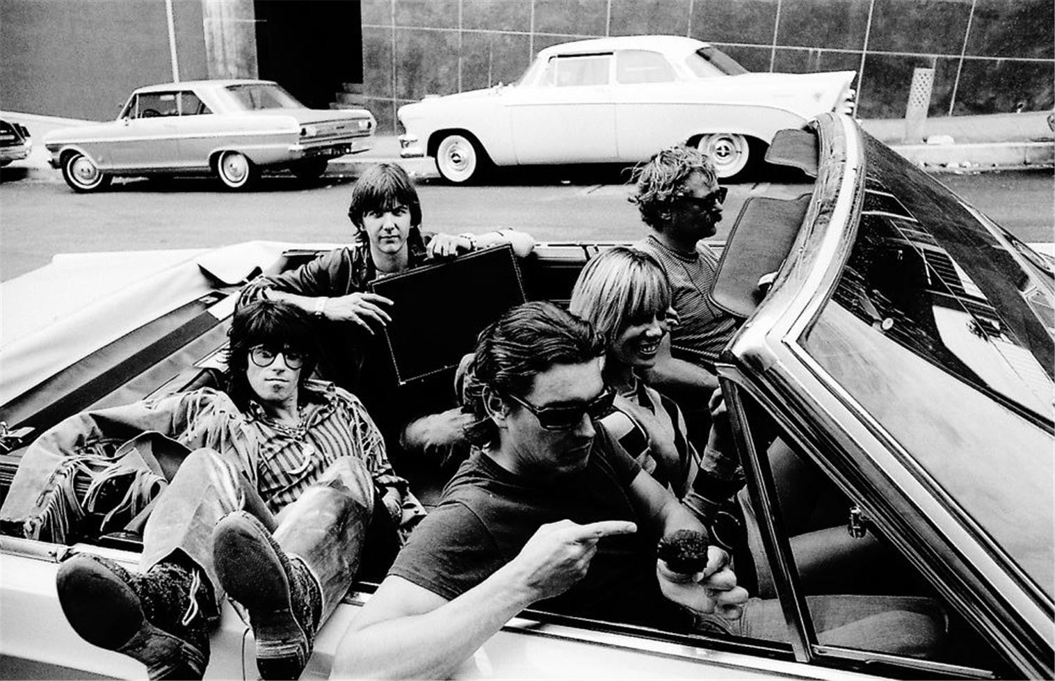 Keith Richards, Anita Pallenberg, Gram Parsons with friends in California.