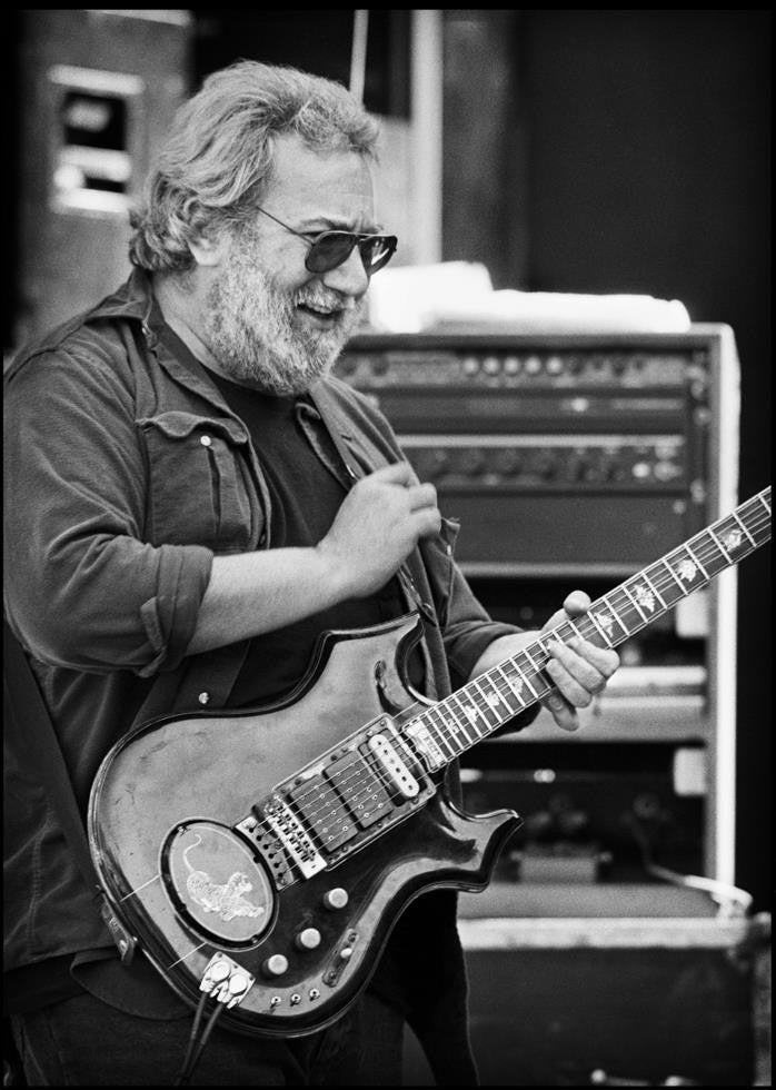 Jerry Garcia of the Grateful Dead perfroming at the Frost Amphitheater in Stanford, CA. 1988