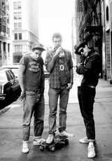 Beastie Boys on the sidewalk in New York City. 1986