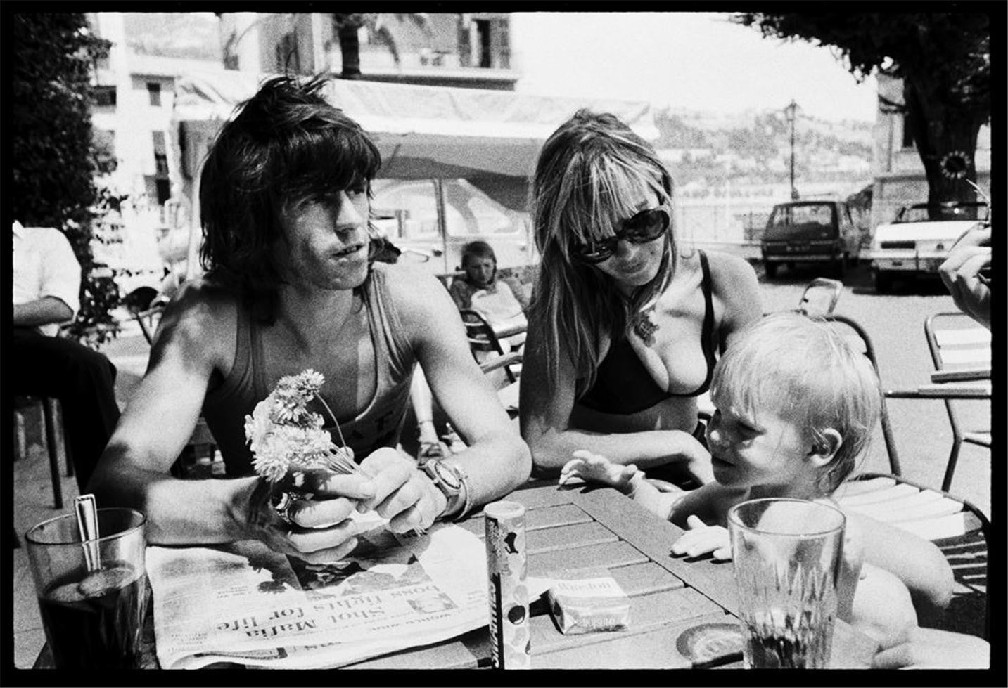 Keith Richards and Anita Pallenberg with their son Marlon near Villa Nellcôte in the south of France in 1971.