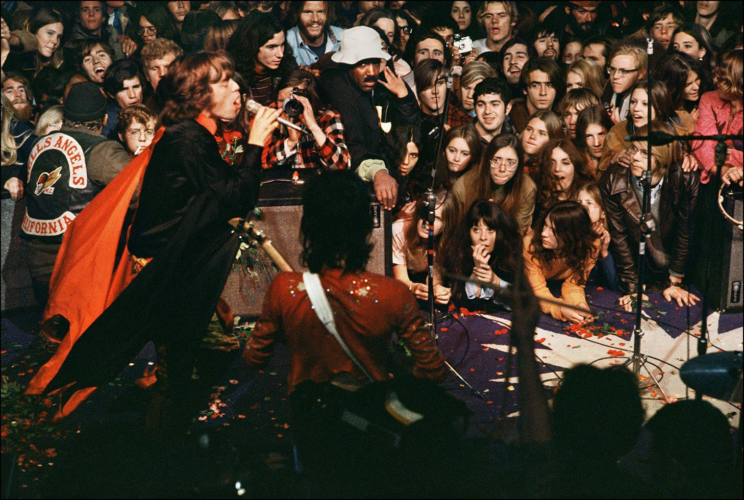 Mick Jagger on stage at Altamont, California on December 6, 1969. Signed and Limited edition photograph