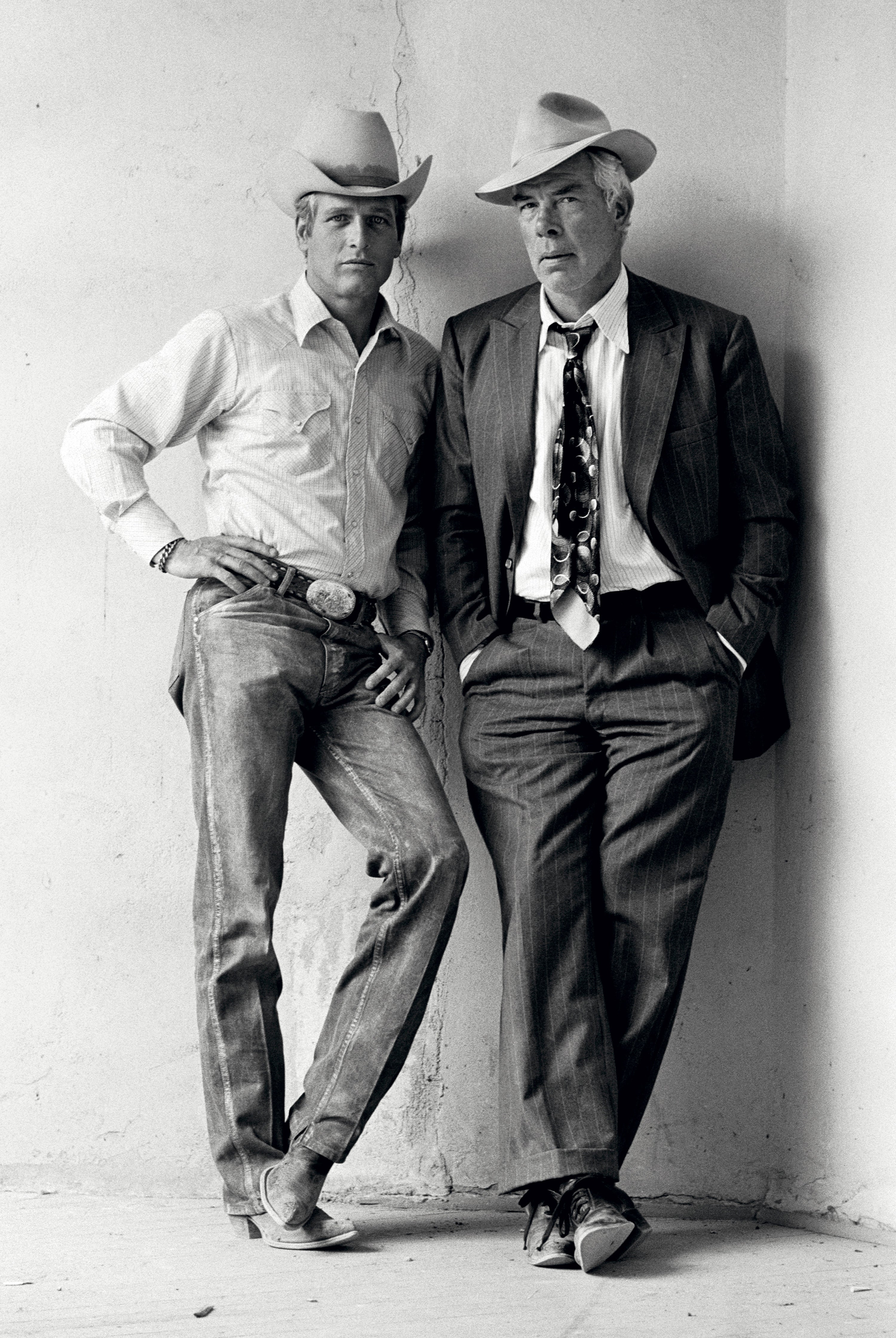 Actors Paul Newman and Lee Marvin wearing cowboy hats in a publicity still for Stuart Rosenberg’s 1972 comedy western ‘Pocket Money’, Tuscon, Arizona.