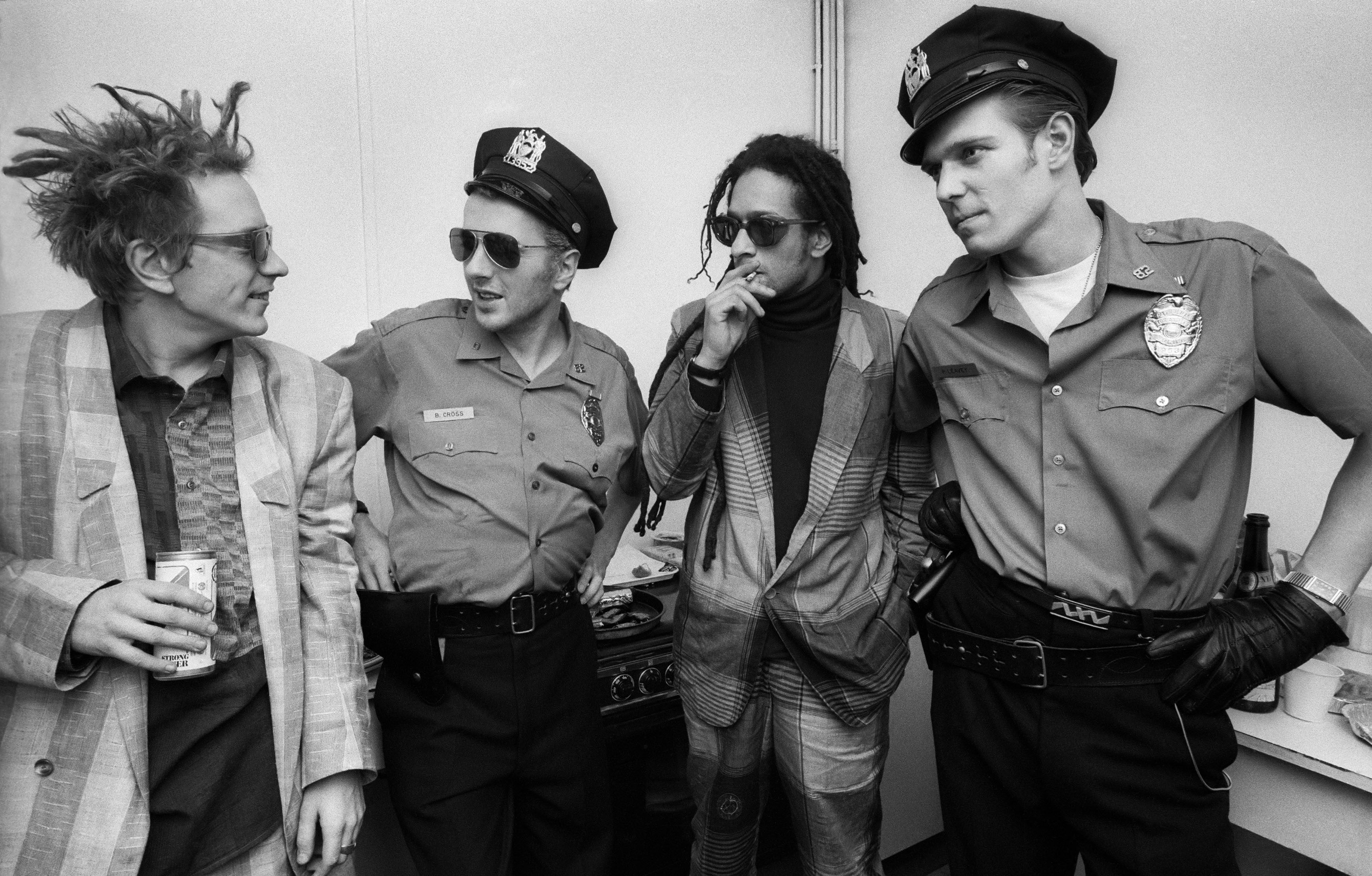 1986 Big Audio Dynamite Medicine Show Video Shoot. John Lydon, Joe Strummer, Don Letts, Paul Simonon
