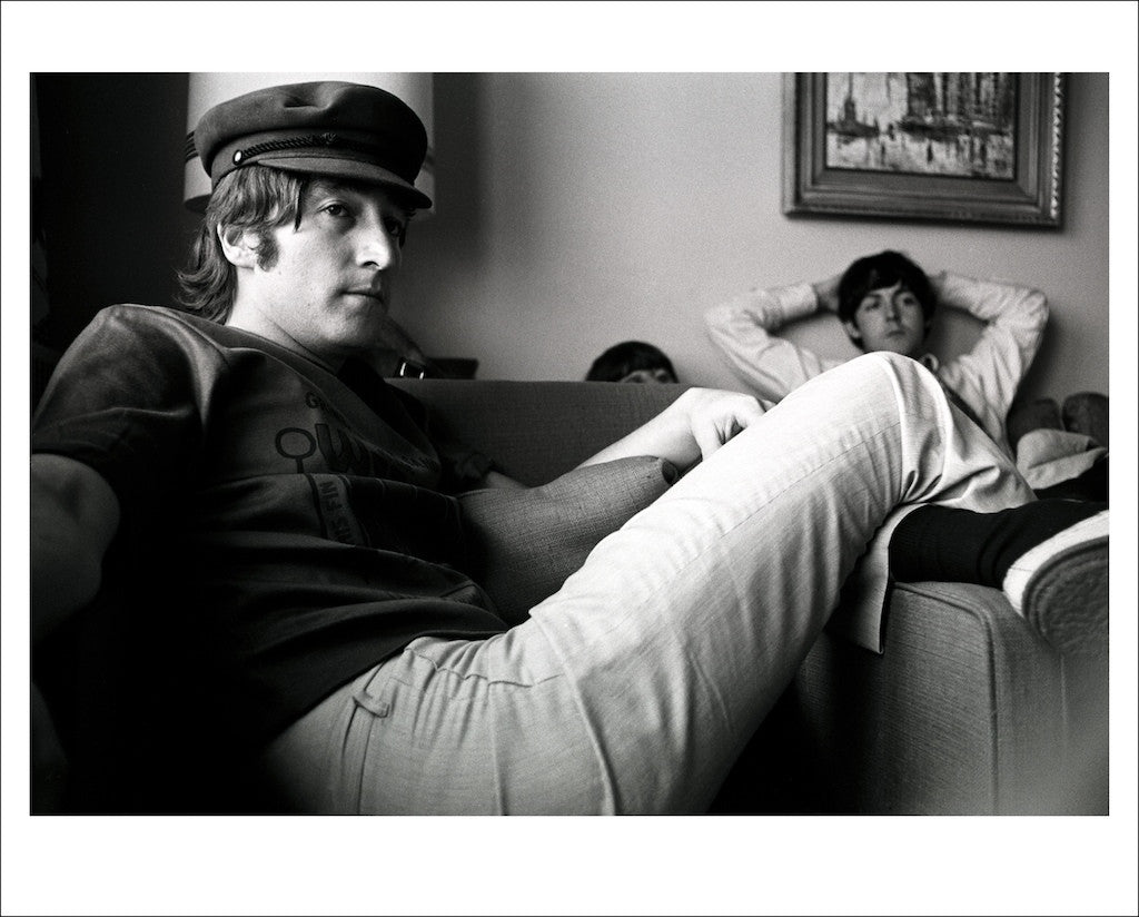 John Lennon and Paul McCartney backstage while on tour. 1965