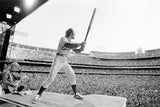 English singer and songwriter Elton John performs at Dodger Stadium in Los Angeles, October 1975.