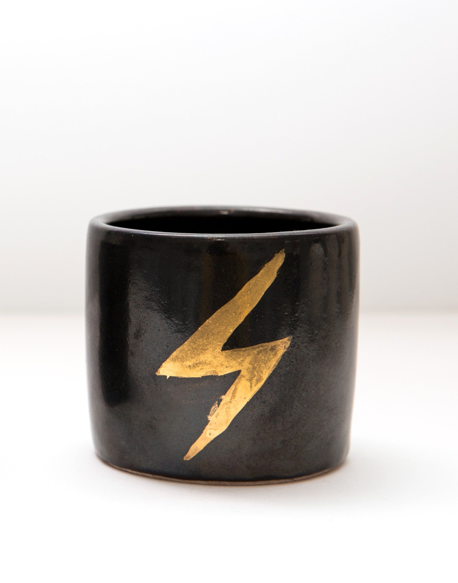 Small black cup w/metallic lightning bolt #2