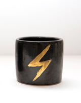 Small black cup w/metallic lightning bolt #2