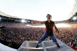 Bruce Springsteen on stage at Wembley, London, UK stadium. 1985