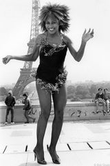 Tina Turner in front of the Eiffel Tower. Paris, France. 1984