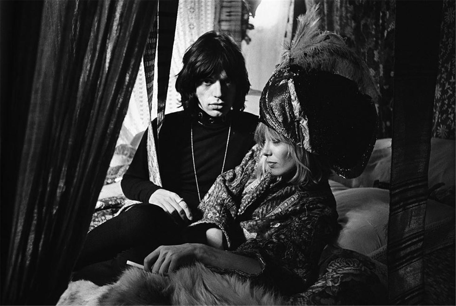 Mick Jagger & Anita Pallenberg on the set of the British crime drama film Performance.1968.