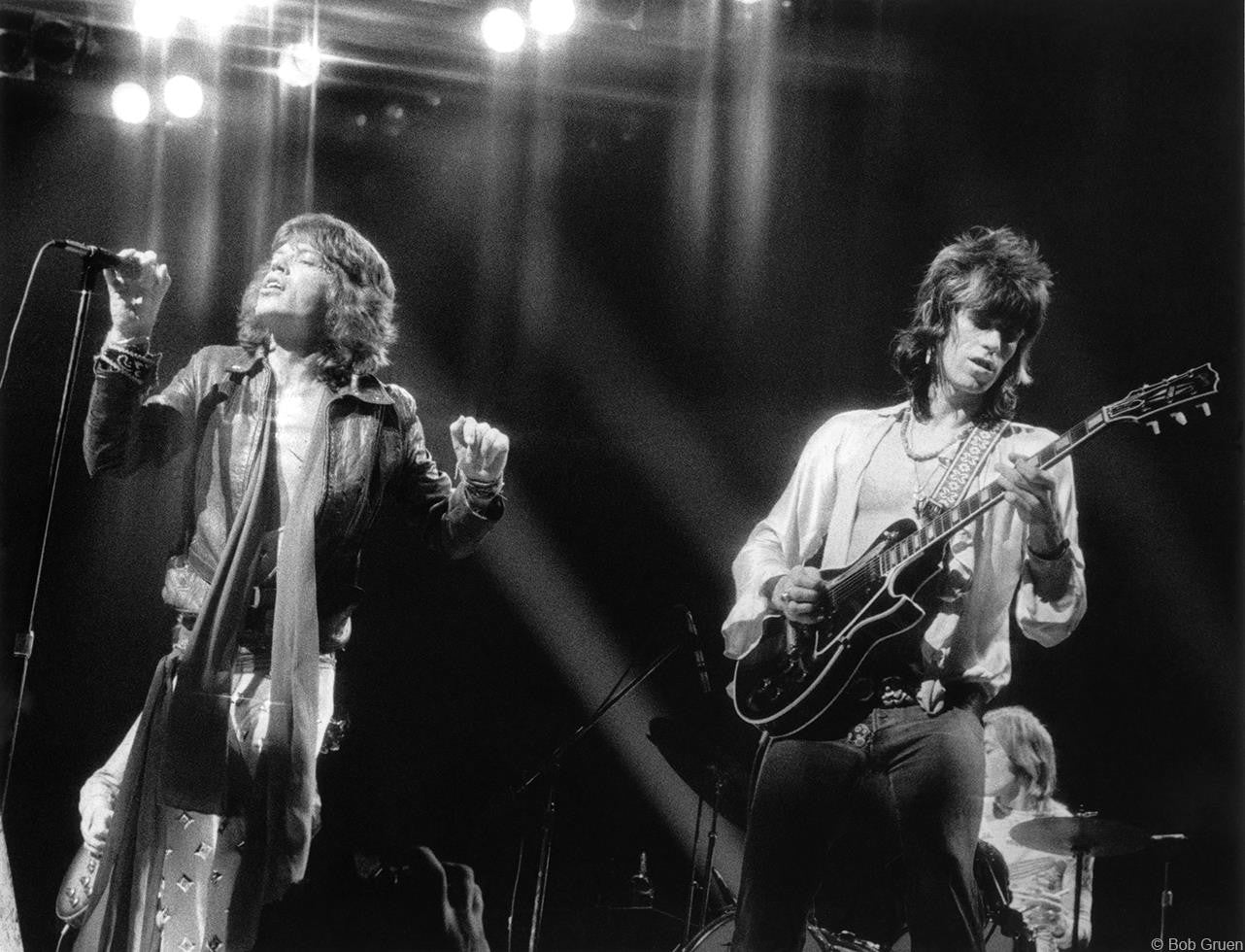 Mick Jagger and Keith Richards on stage,1972.