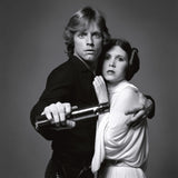 American actors Mark Hamill and Carrie Fisher in costume as brother and sister Luke Skywalker and Princess Leia in George Lucas’ Star Wars trilogy, 1977.