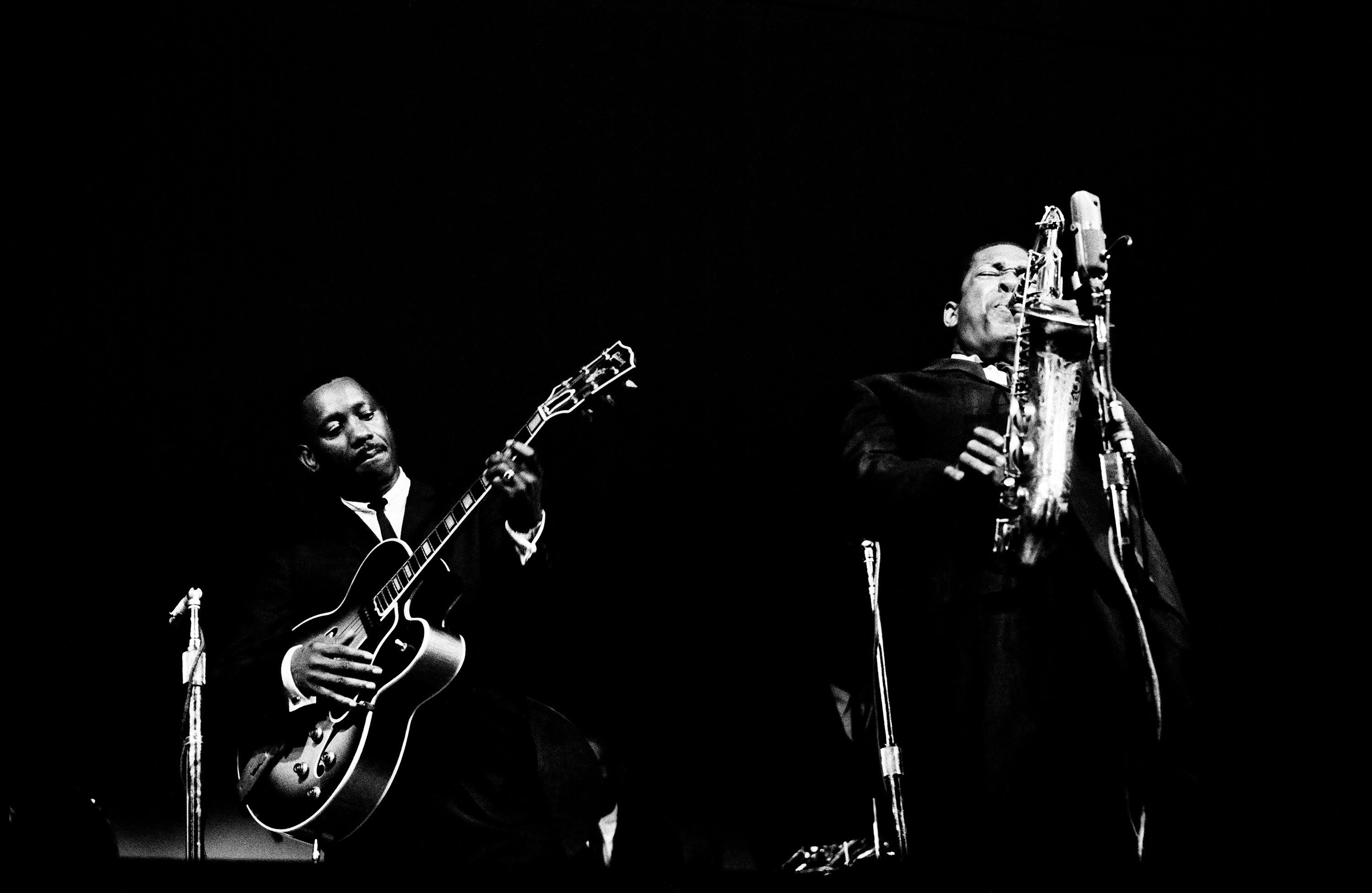 Wes Montgomery and John Coltrane at Monterey Jazz Festival. 1961