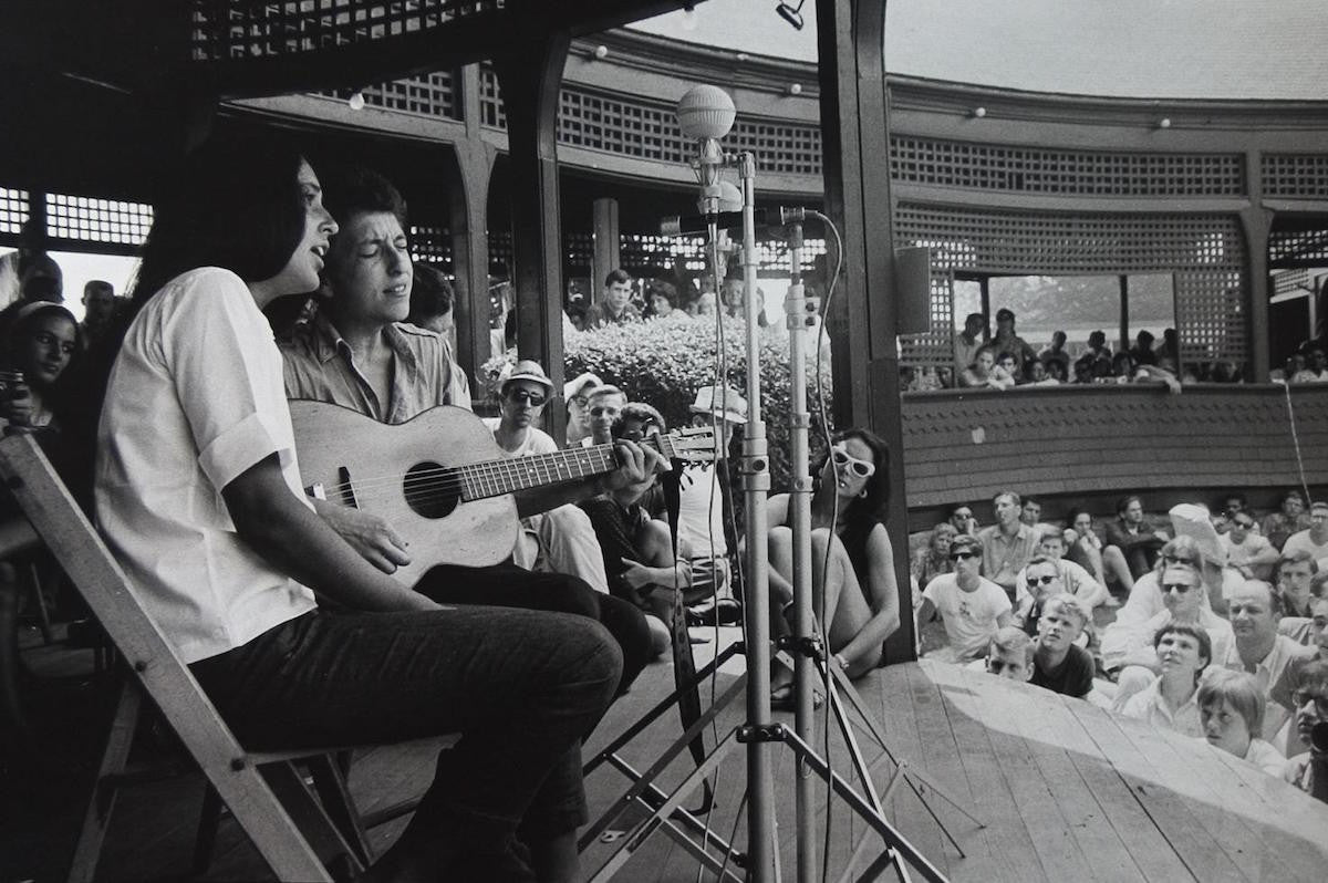 Bob Dylan and Joan Baez at Newport Folk Festival. 1963.