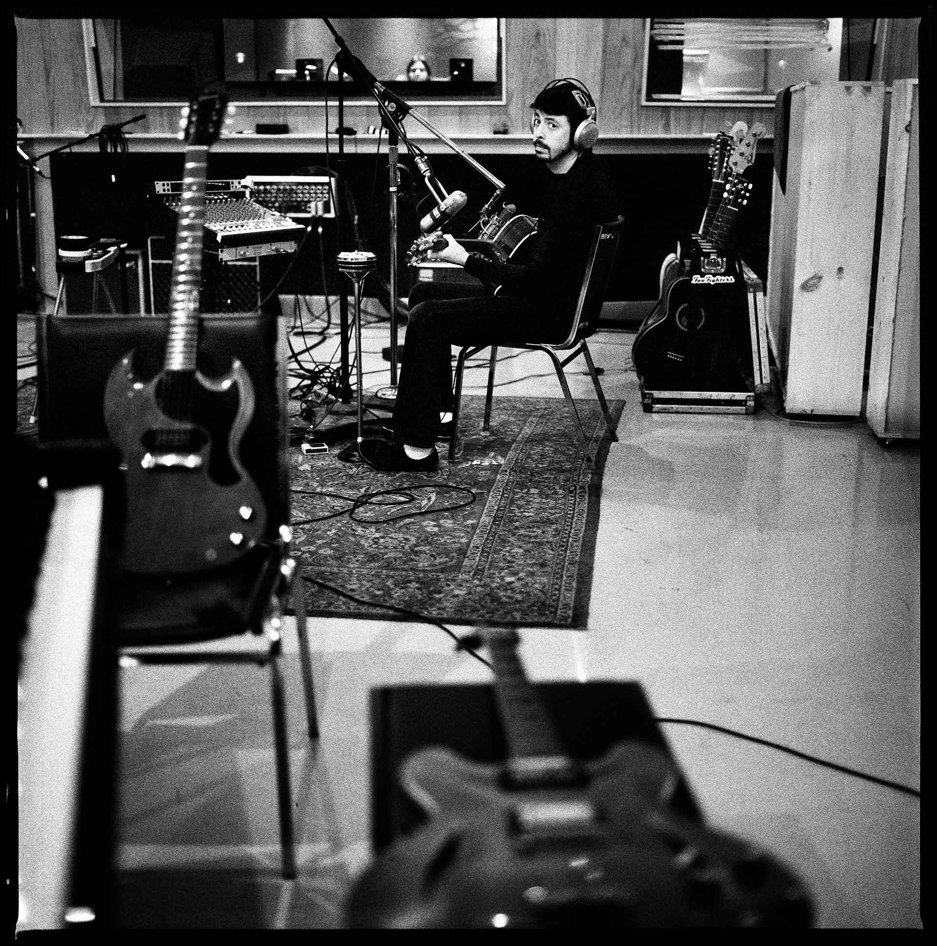 Dave Grohl in studio.