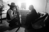 Bob Dylan and Joni Mitchell. Backstage during the Rolling Thunder Review tour.