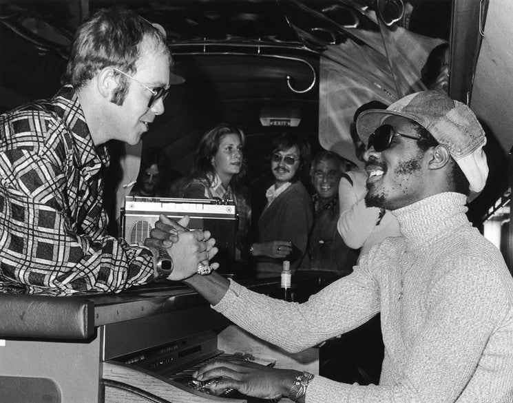 Elton John and Stevie Wonder on Starship.  1973