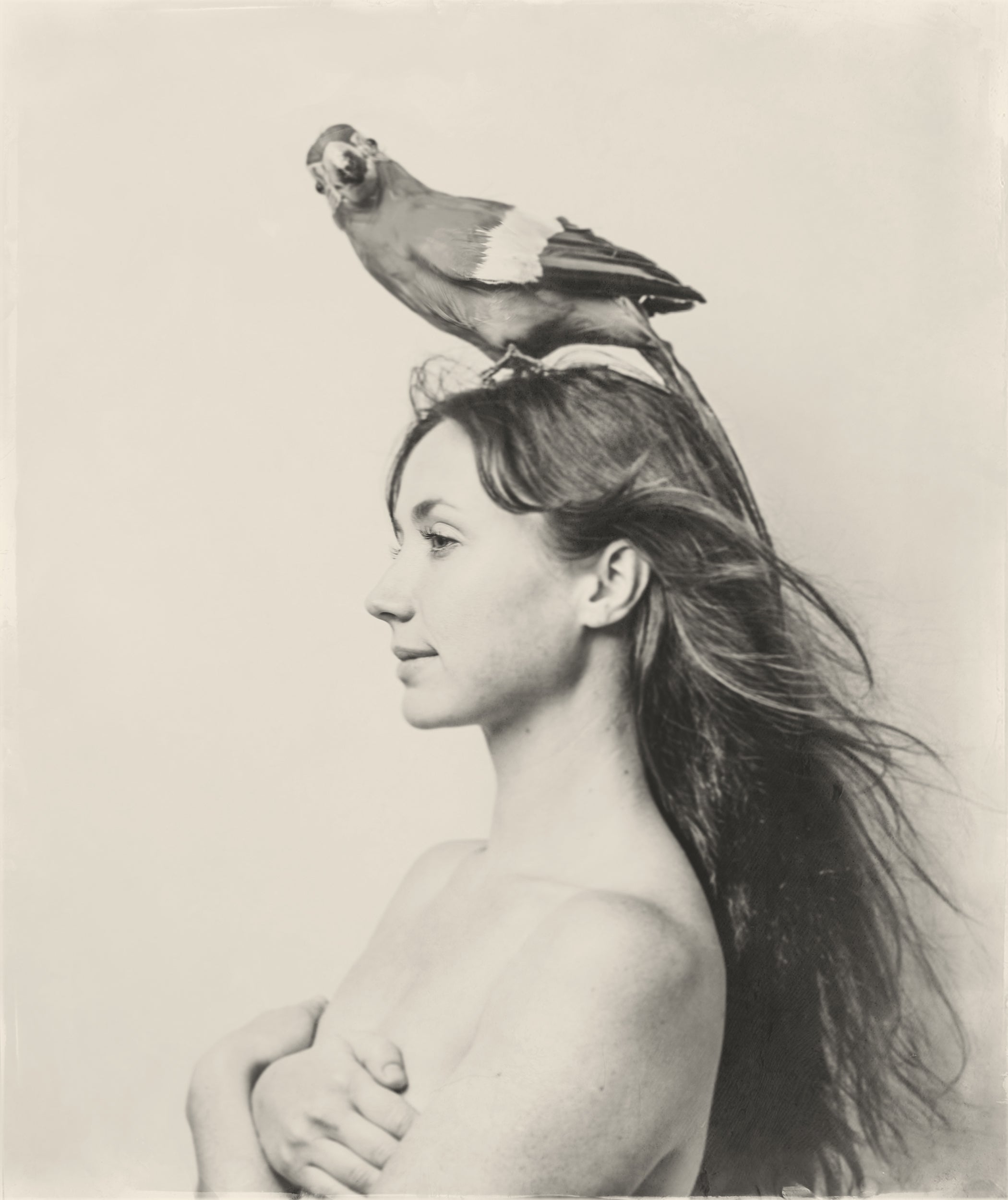 Woman and parrot