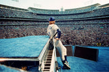 English singer and songwriter Elton John performs at Dodger Stadium in Los Angeles, October 1975.
