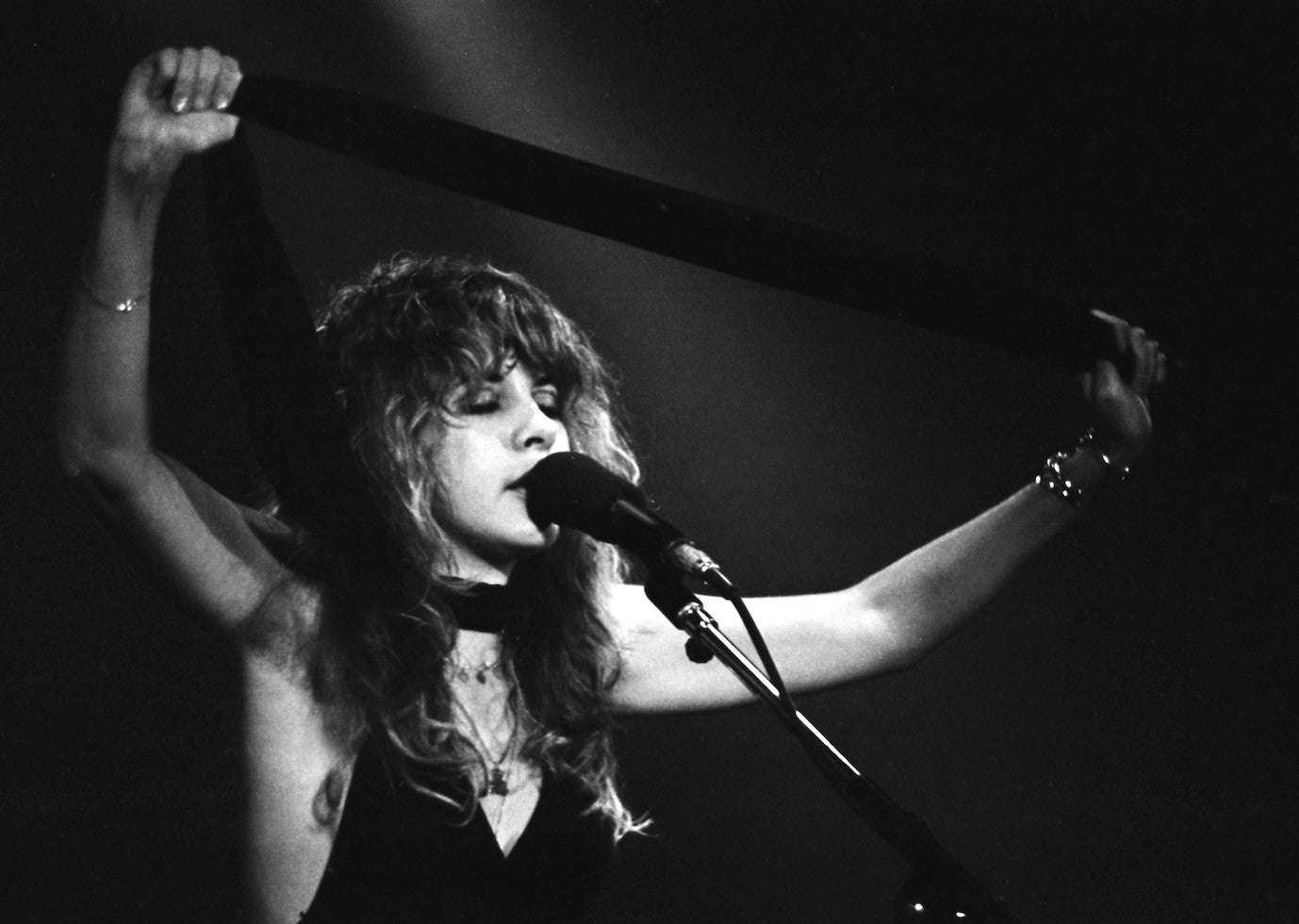 Stevie Nicks performing at a Fleetwood Mac concert in Amsterdam, Holland at the Jaap EdenHall, April, 13, 1977.