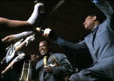 Duke Ellington and Louis Armstrong performing in Paris, France. 1960