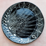 Sgraffito Spirit Eye Large Round Plate in Sun & Moon