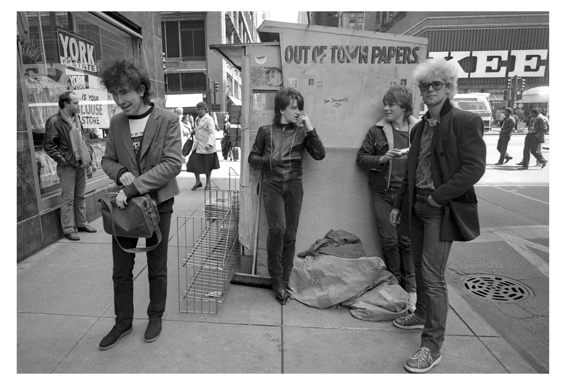 U2 - Larry Mullen, Bono, Adam Clayton and The Edge - downtown Chicago USA tour - 1981