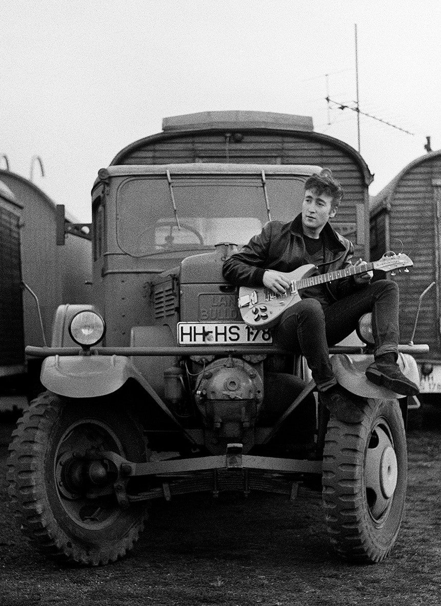 John Lennon at "Hamburg Fun Fair" (Hamburg, 1960).