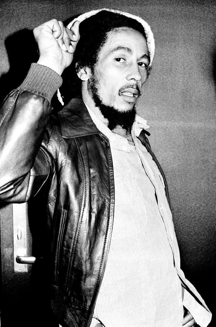 Bob Marley backstage at Ahoy Hall in Rotterdam, Netherlands, 7th July 1978.