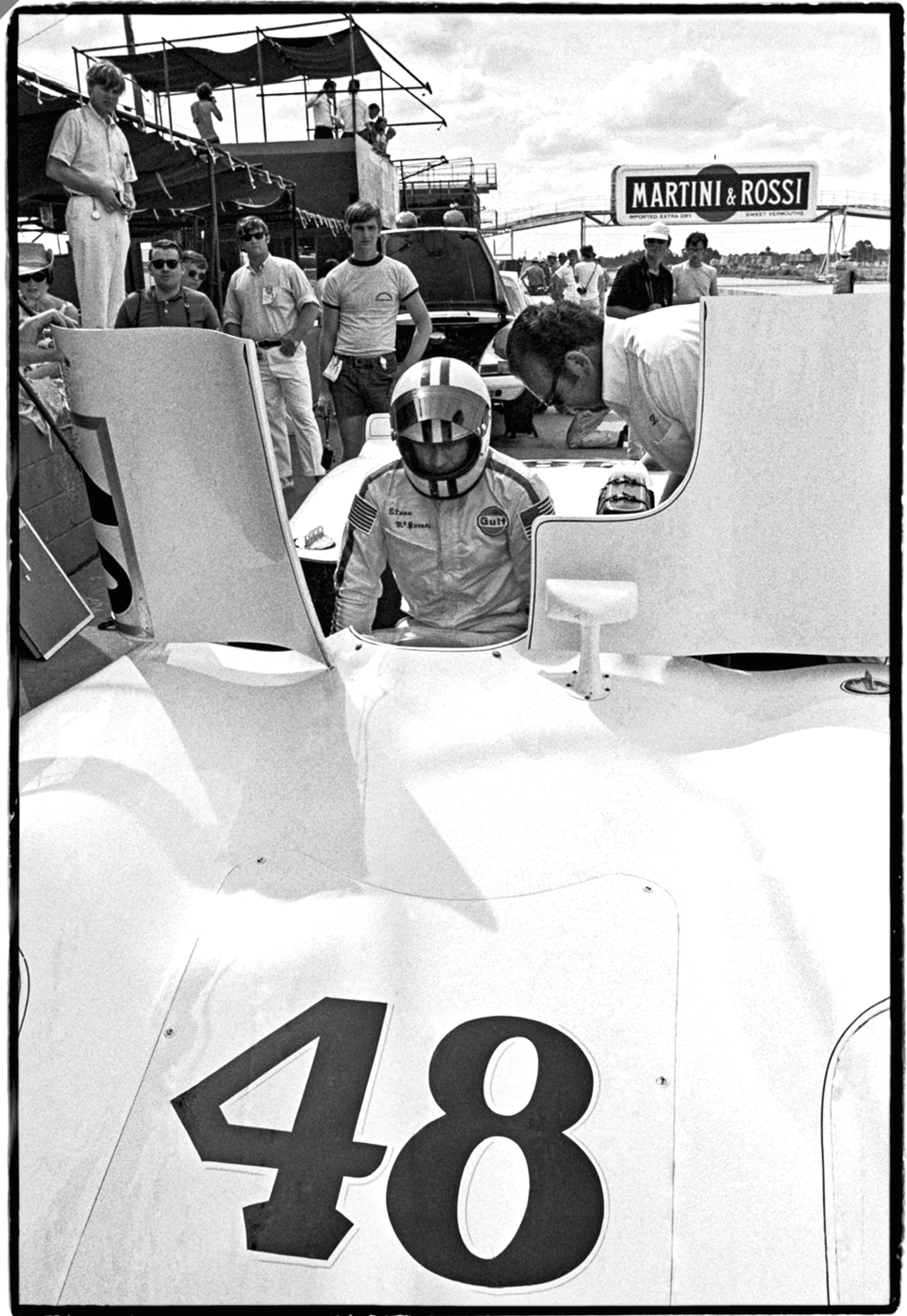 Steve McQueen photographed during practice for a 12-hour race at Sebring raceway in Florida, USA on March 18, 1977.