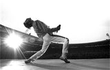 Freddie Mercury on stage at Wembley stadium. London, UK. 1986