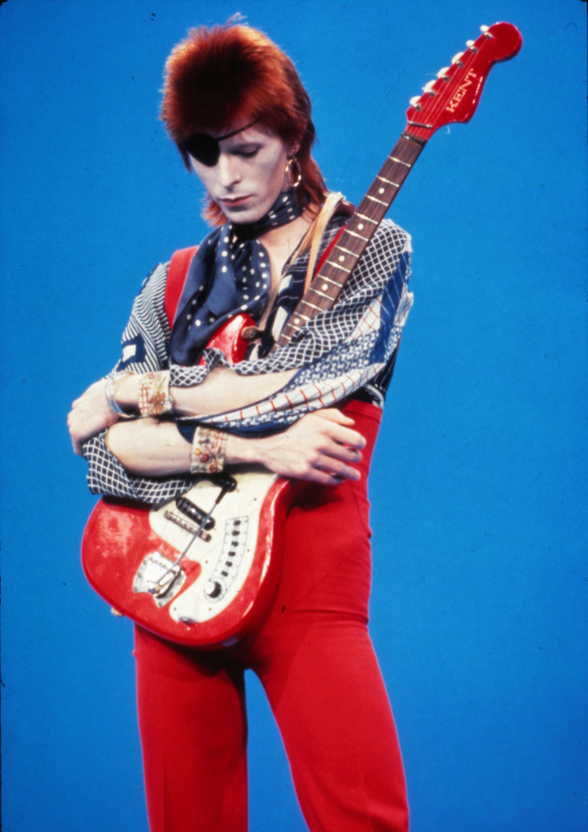 David Bowie at Hilversum, Holland TV Studios for TOP POP.

Bowie played-back `Rebel Rebel` (several times) the hit single from the Diamond Dogs LP 1974.