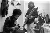 Jimi Hendrix and Mick Taylor backstage at Madison Square Garden, New York, New York November 27, 1969.