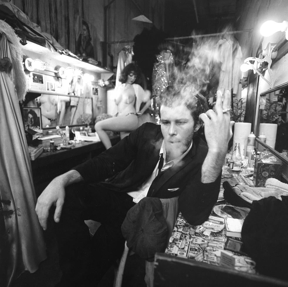 Black and white outtake from album cover shoot for Tom Waits' Small Change.