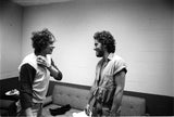 Bob Dylan backstage wiht Bruce Springsteen during the Rolling Thunder review tour. 1975