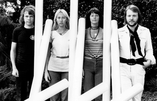 ABBA backstage at Jaap Edenhal Amsterdam, Netherlands. 1977