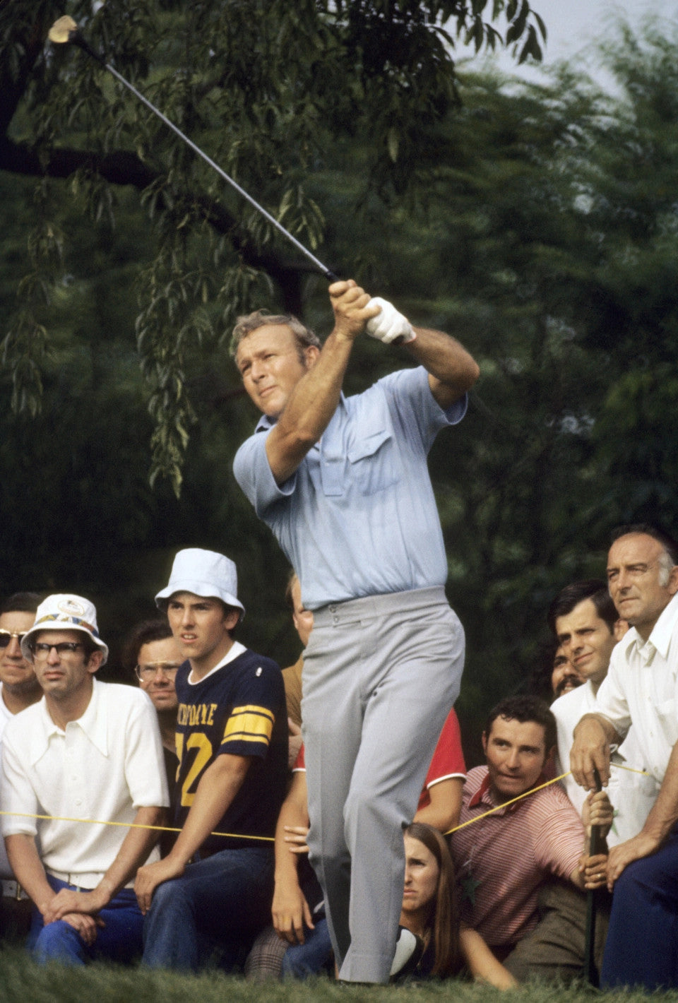 Arnold Palmer hits a tee shot during Round 3 of the 1973 US Open at Oakmont CC. Oakmont, Pennsylvania.