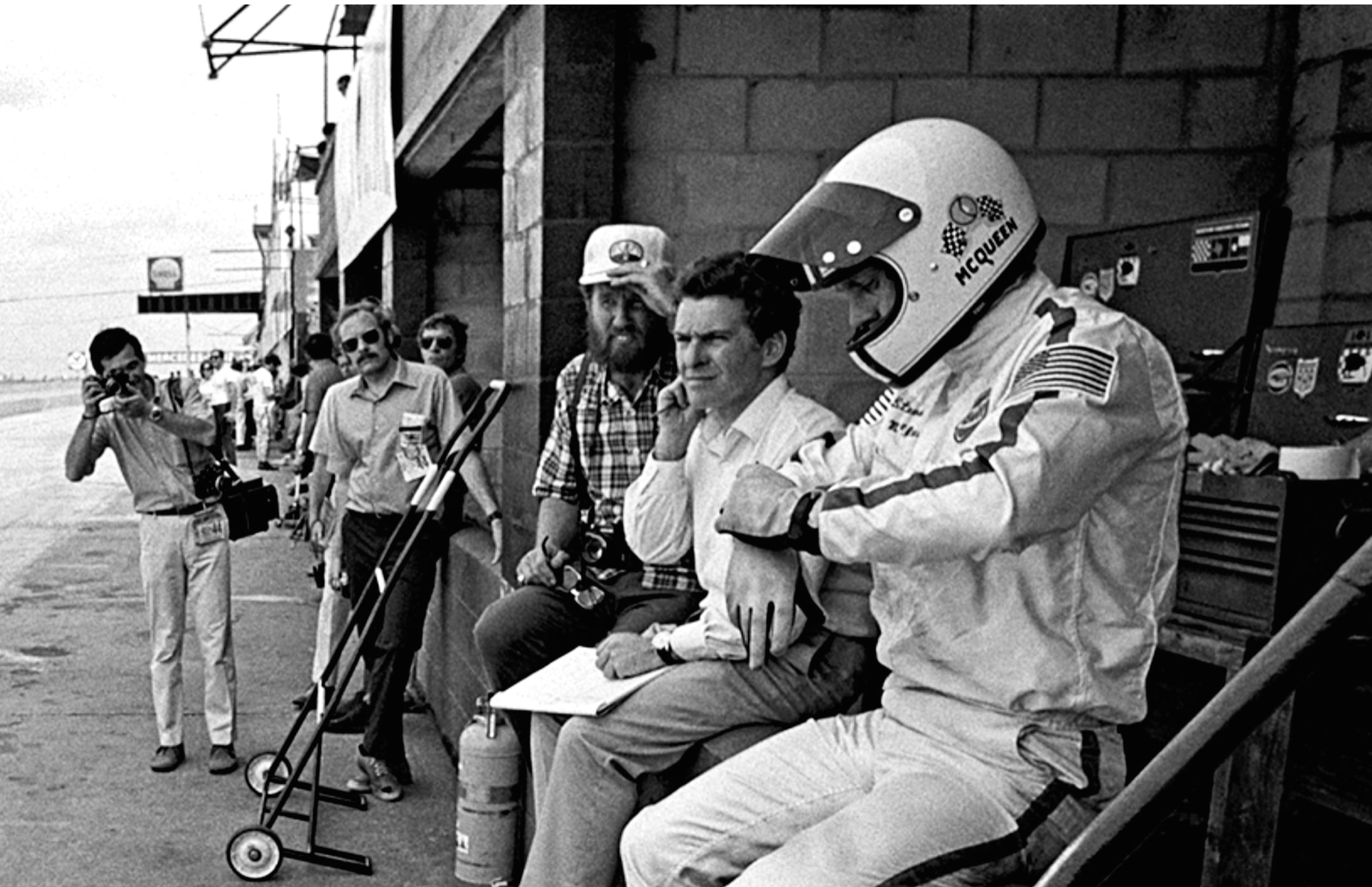 Steve McQueen photographed during practice for a 12-hour race at Sebring raceway in Florida, USA on March 18, 1977.