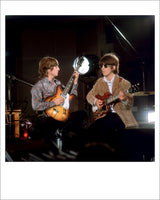 John Lennon and George Harrison in the studio. 1965