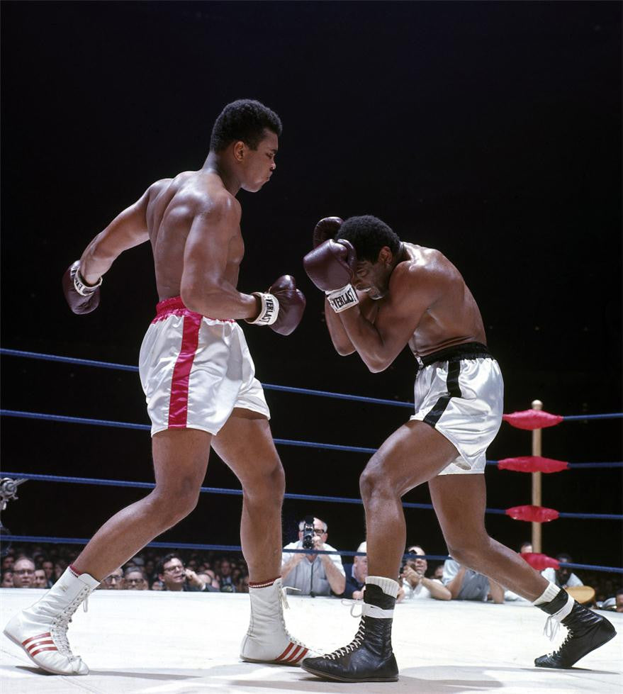 February 6th, 1967 - Muhammad Ali attacks Ernie Terrell with a left hook during the WBA World Heavyweight Title fight at the Houston Astrodome.