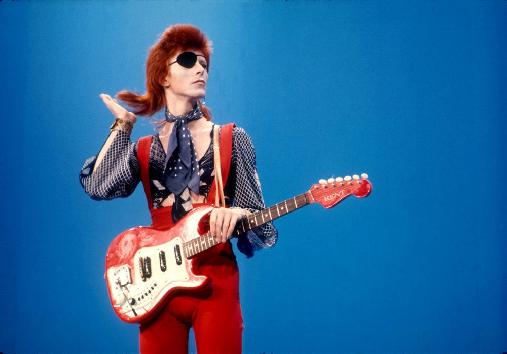 David Bowie at Hilversum, Holland TV Studios for TOP POP.

Bowie played-back `Rebel Rebel` (several times) the hit single from the Diamond Dogs LP 1974.
