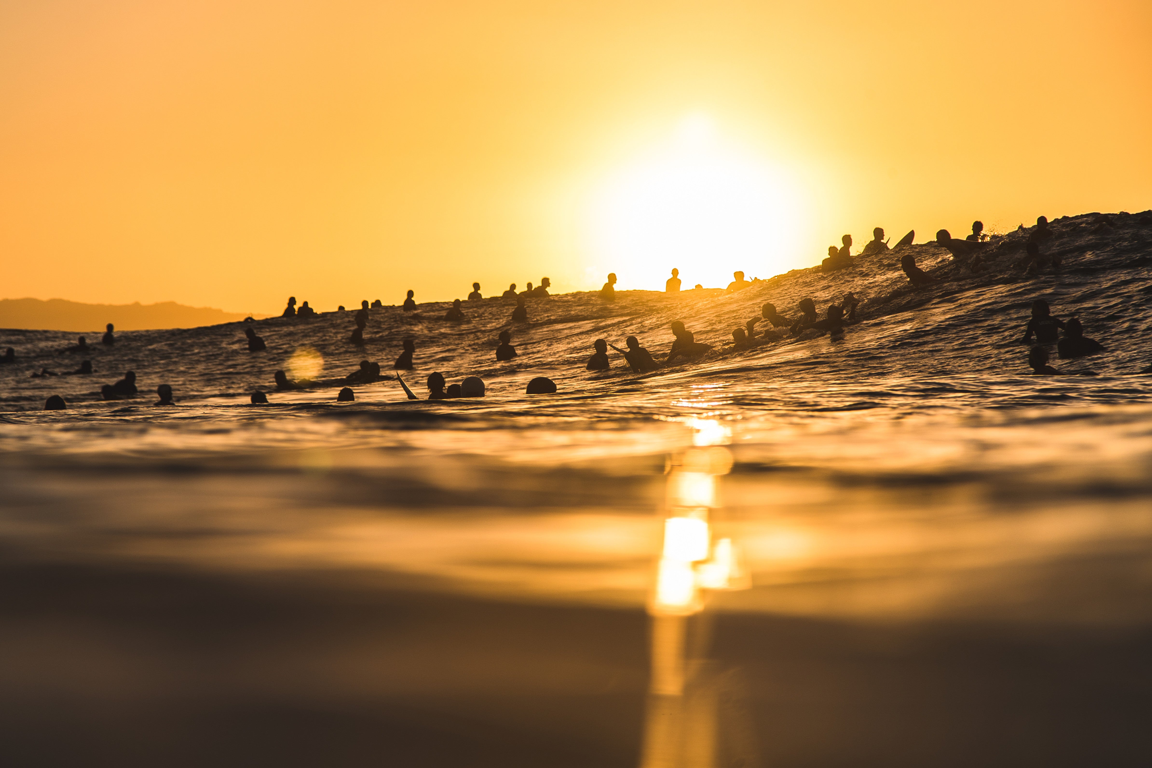 Sunset Lineup At Pipe