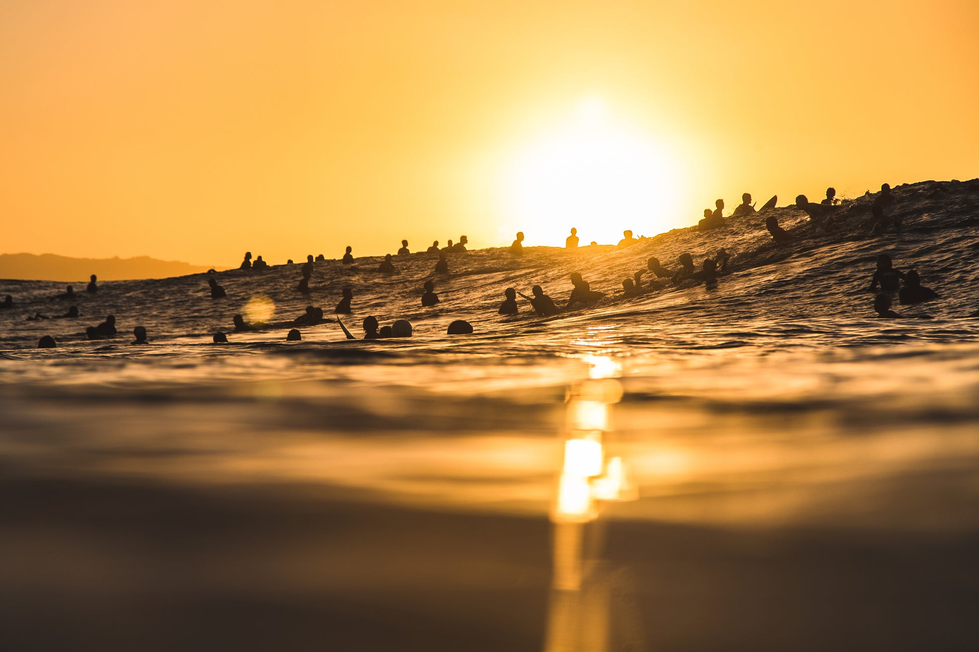 Sunset Lineup At Pipe