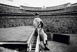 English singer and songwriter Elton John performs at Dodger Stadium in Los Angeles, October 1975.