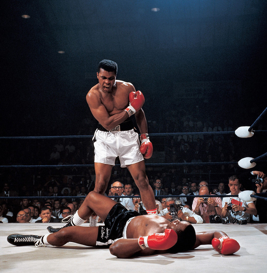 Muhammad Ali knocks out Sonny Liston, St. Dominick Arena, Lewiston, Me., 1965.
